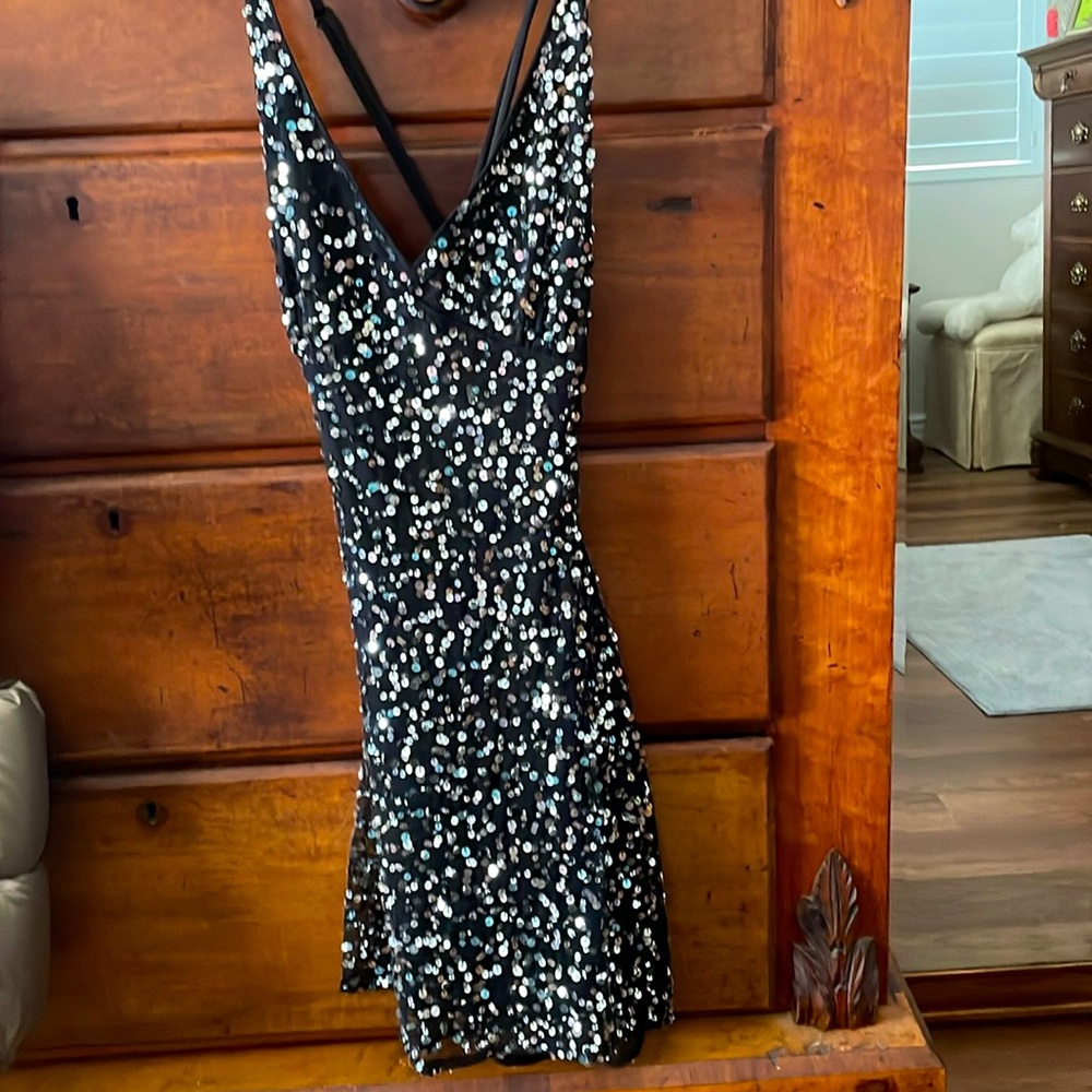 Very cute shimmery navy blue mini dress